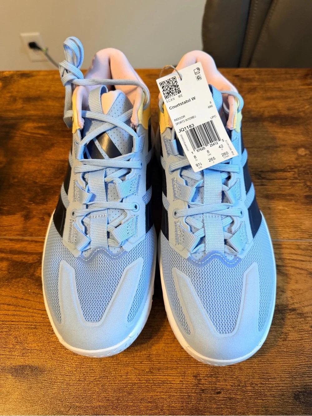 Adidas Womens Court Stable Basketball Shoes - Light Blue / Pink